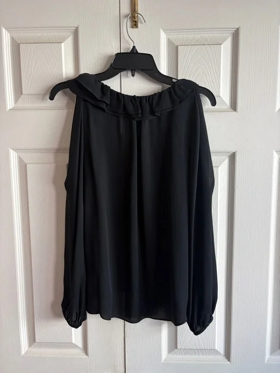 Kobi Halperin Black Ruffle-Neck Long Sleeve Blouse - Picture 5 of 9